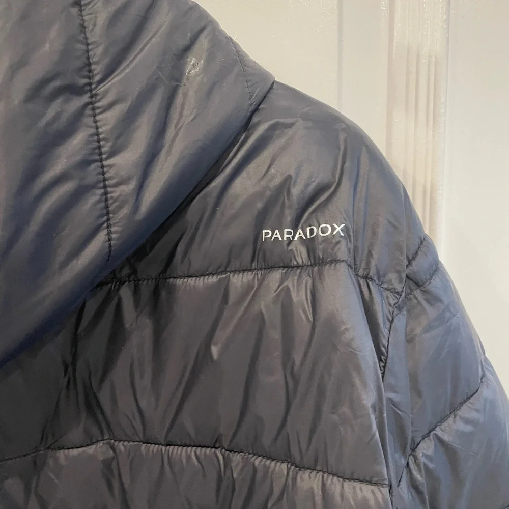 Paradox Mens Puffy Long Outerwear Winter Jacket with Hood Black 1X - Picture 6 of 10